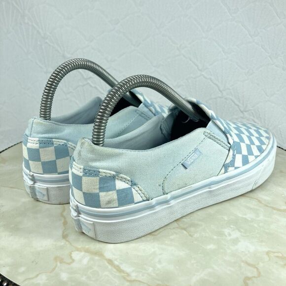 Vans Slip On Checkerboard Skate Shoes 8.5 Blue Streetwear Casual Comfort Sneaker - Picture 9 of 13